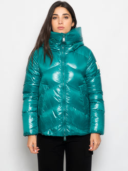 AFTER LABEL-Piumino Collo Alto Helsinkin Lucido Verde-TRYME Shop