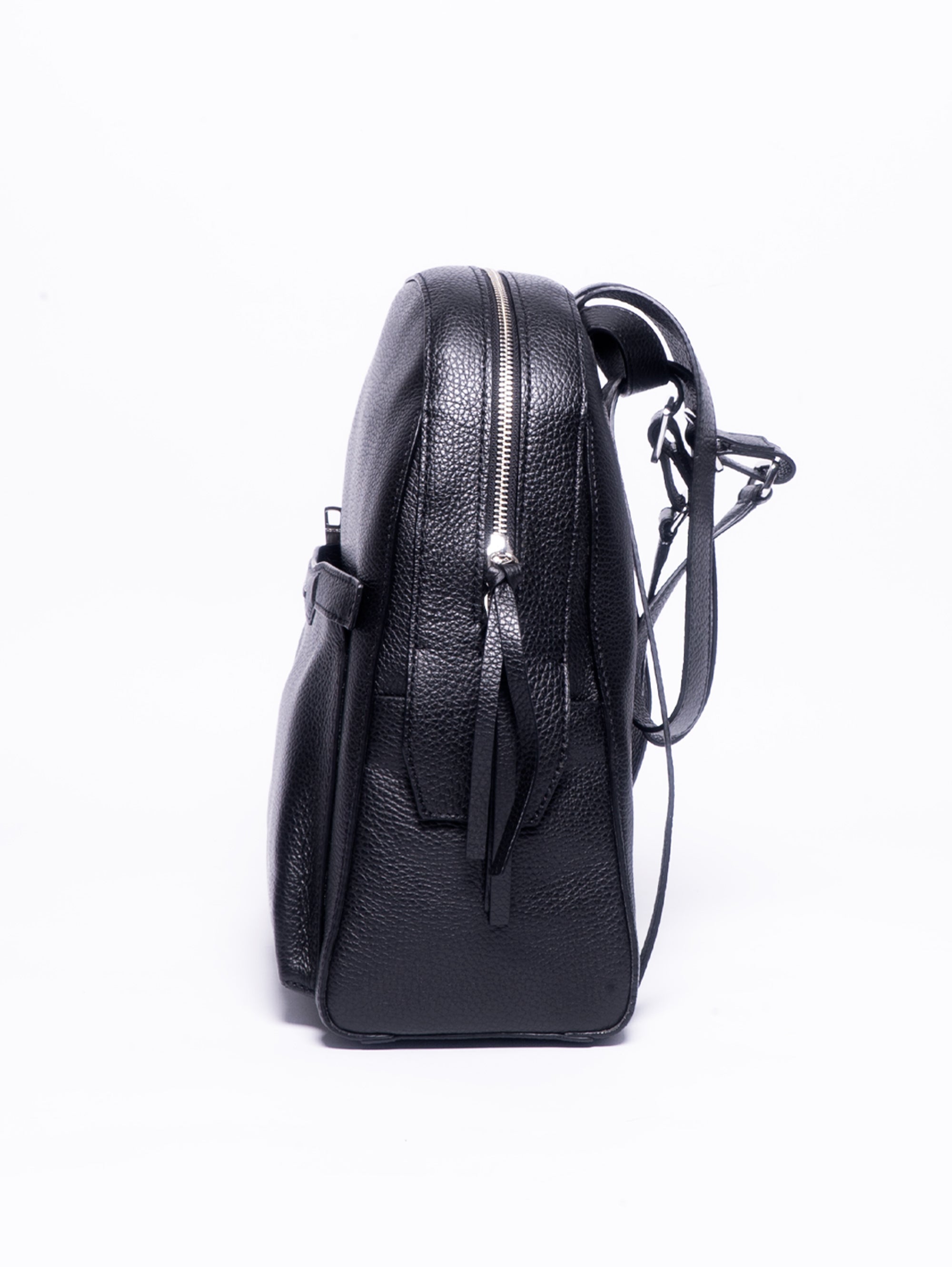 Schicker Rucksack aus schwarzem genarbtem Leder