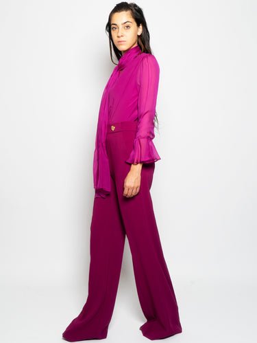 Pantaloni con Bottoni Dorati Viola