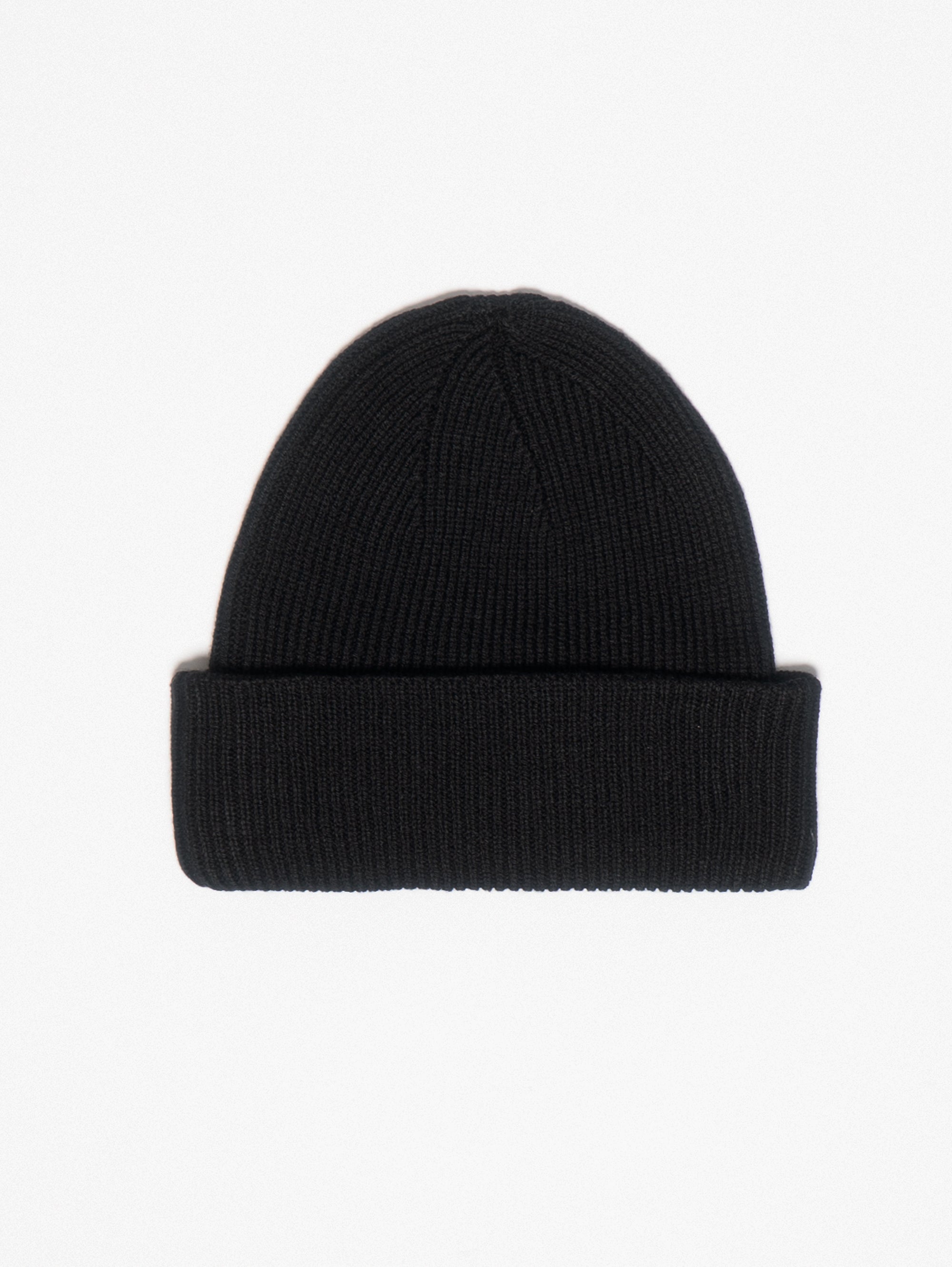 Ribbed Hat with Black Logo