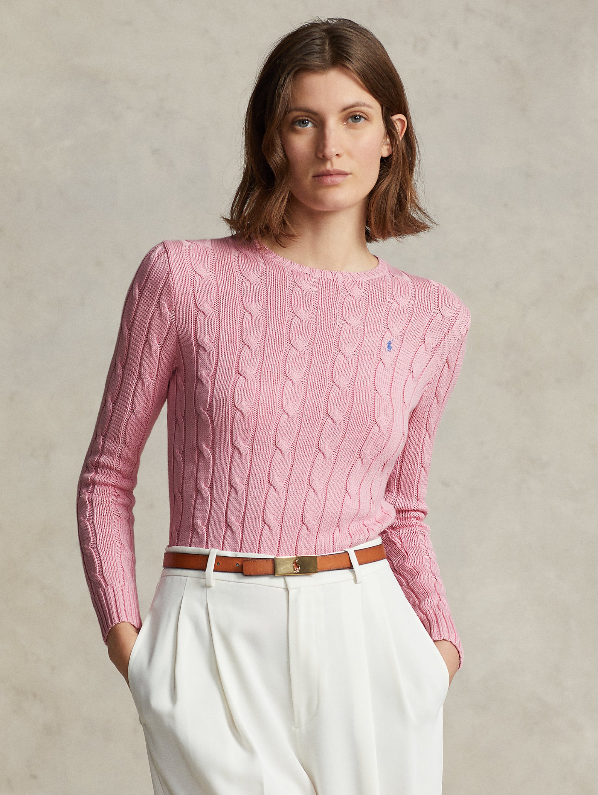 Pink cable knit sweater