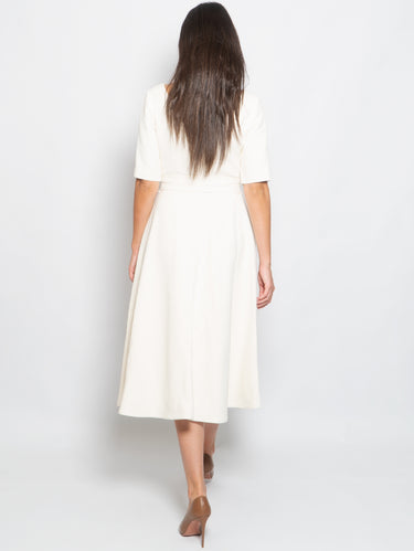 Midi Jurk met Riem Boterkleurig