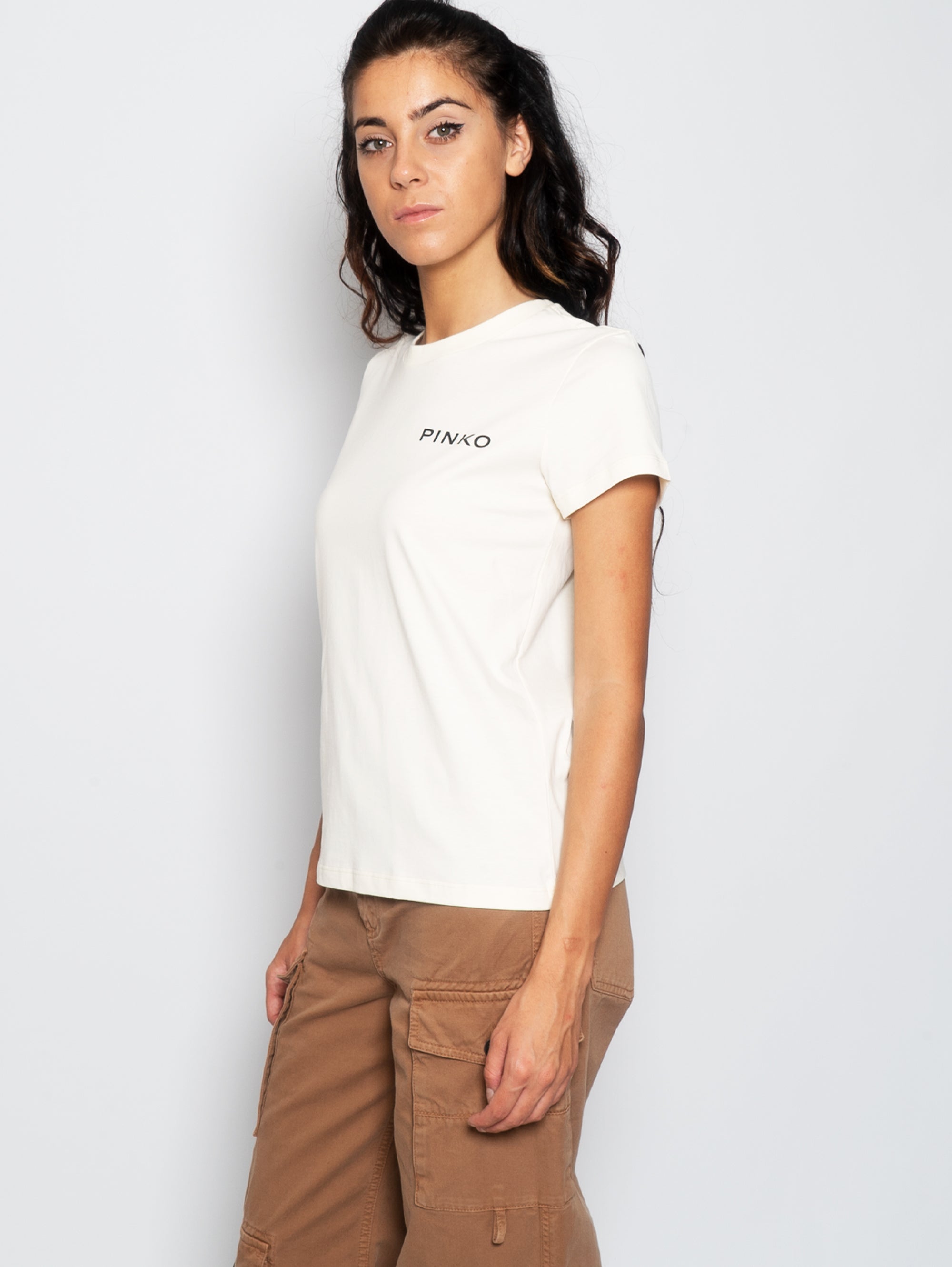 T-shirt with Pinko Lady Cream Print