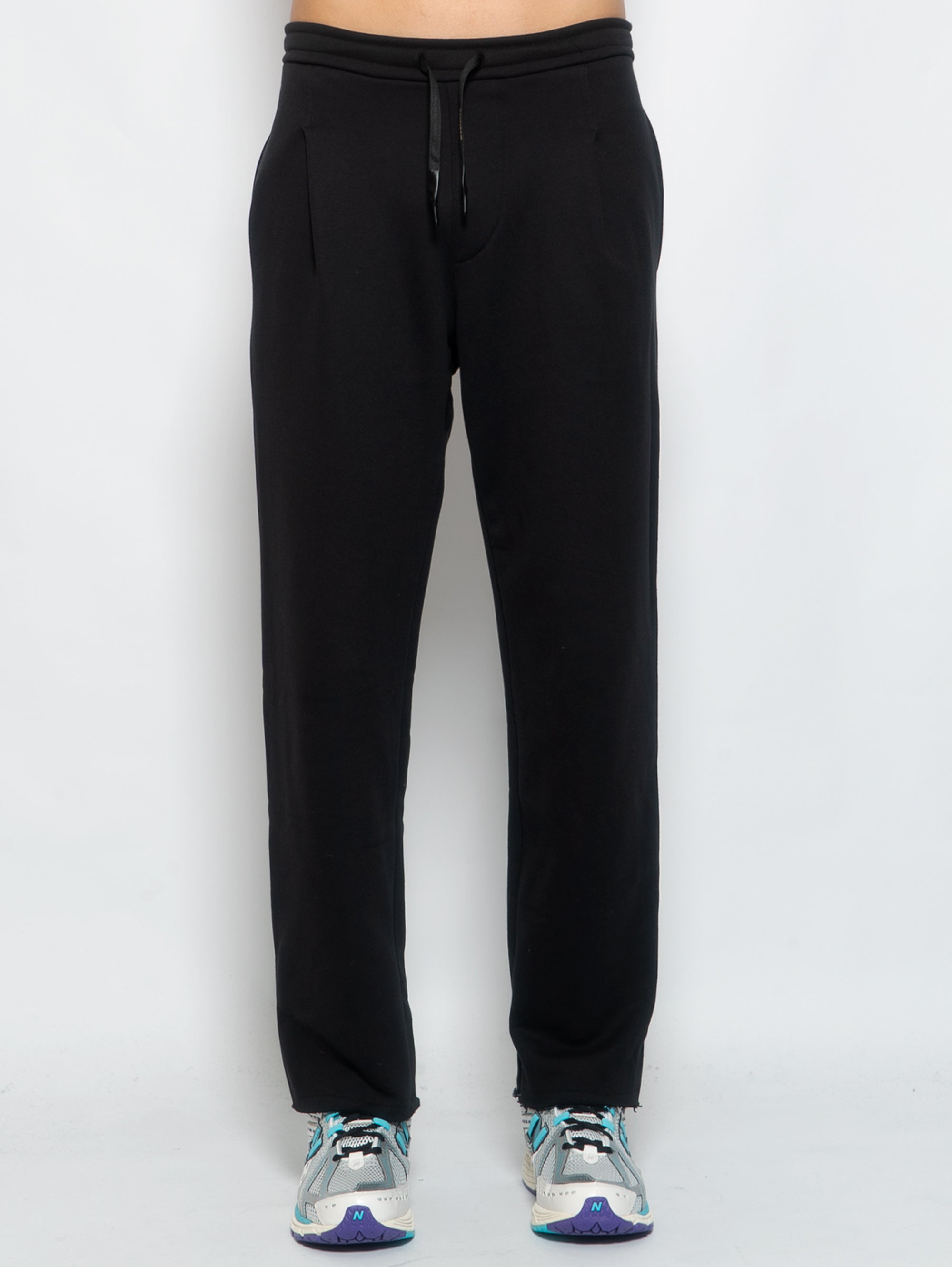 A PAPER KID-Pantaloni in Felpa con Pences Nero-TRYME Shop