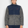 RALPH LAUREN-Felpa in Pile a Pelo Lungo Grigio/Blu-TRYME Shop