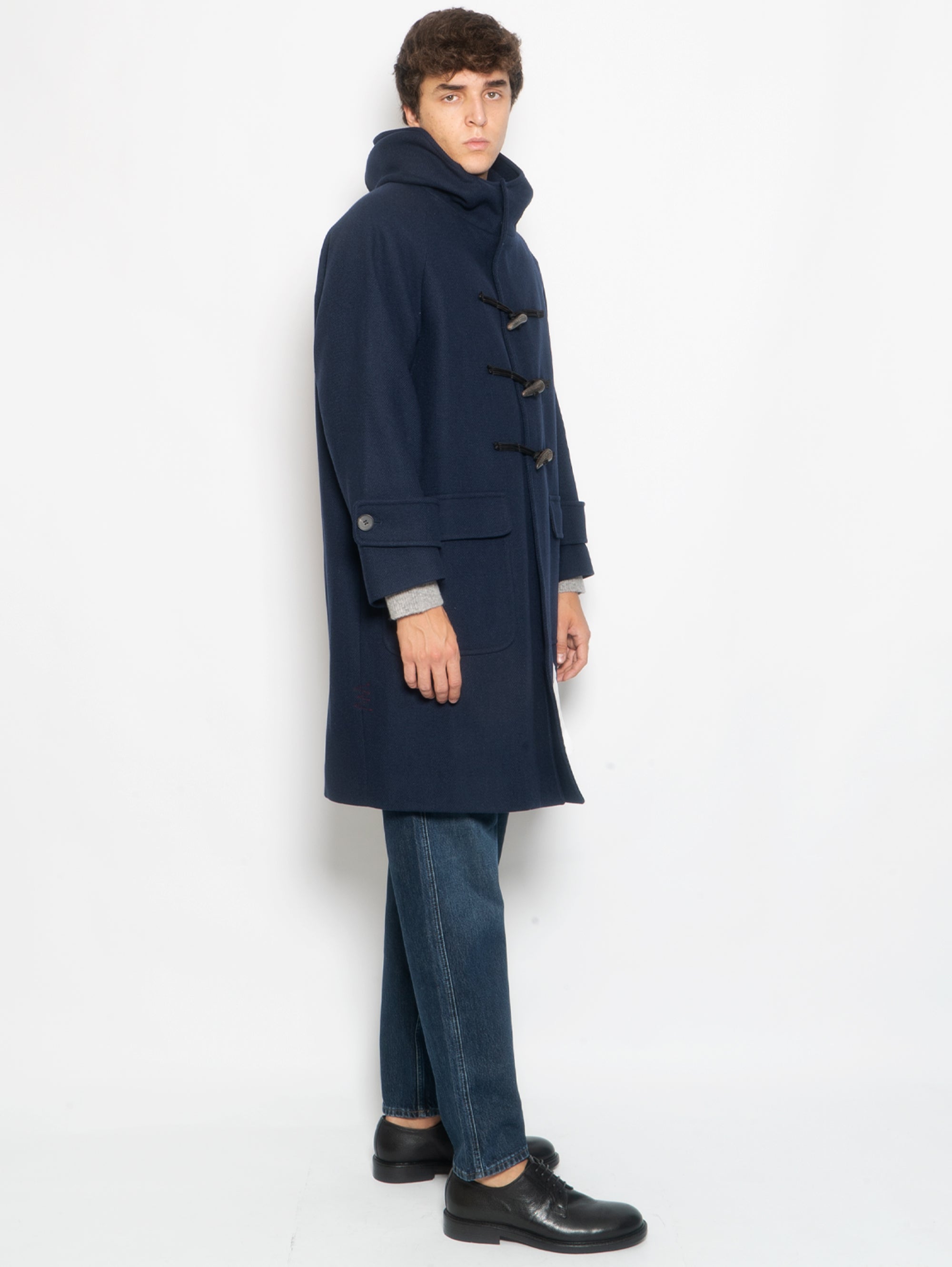 Cappotto Montgomery Lungo in Twill Navy