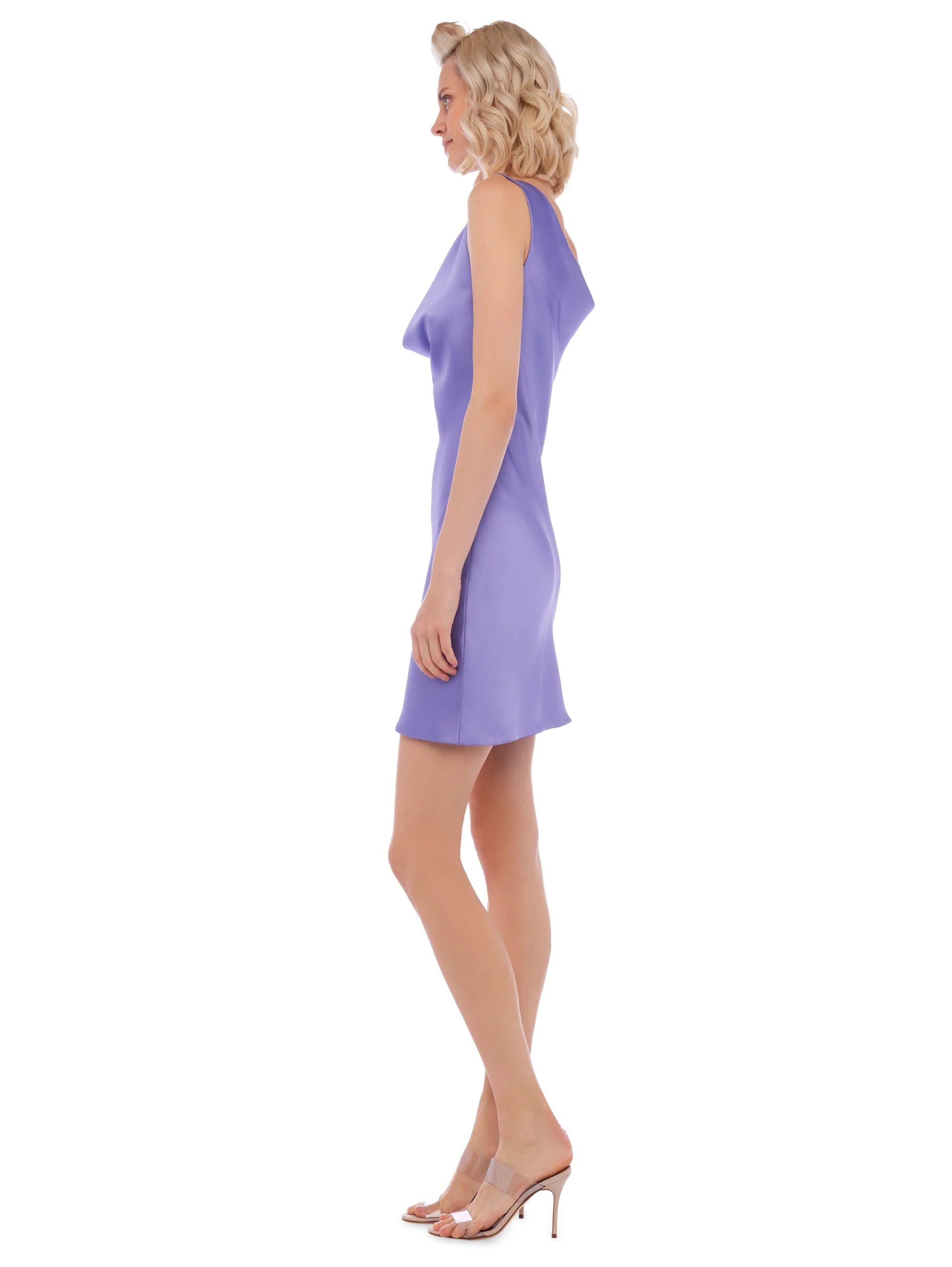 Lilac Pleated Mini Dress with Neckline