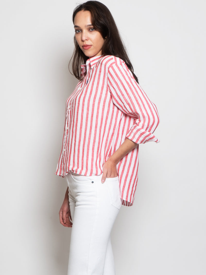 Camicia in Lino Boxi Rosso/Bianco