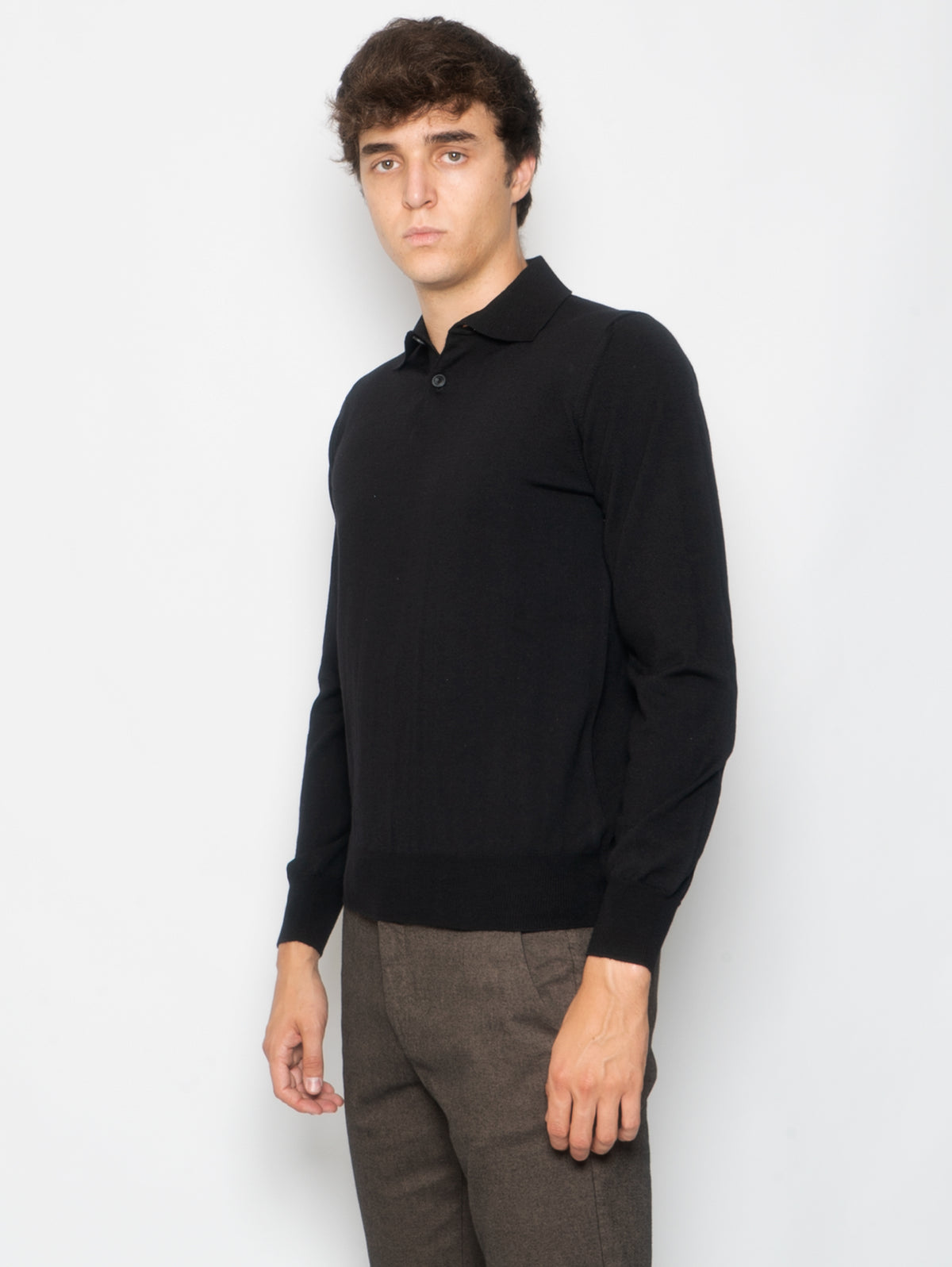 ALPHA STUDIO - Polo con Due Bottoni Nero – TRYME Shop