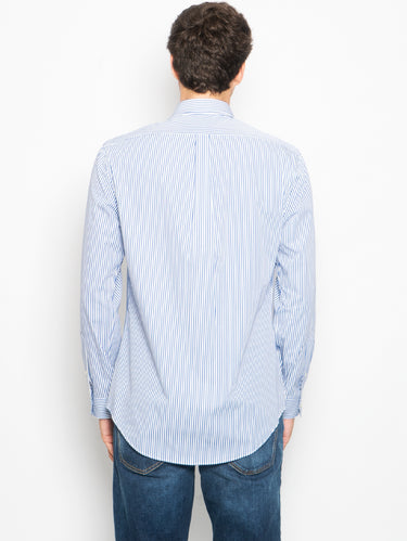 Slim Fit Popeline Stretch Hemd Weiß/Blau