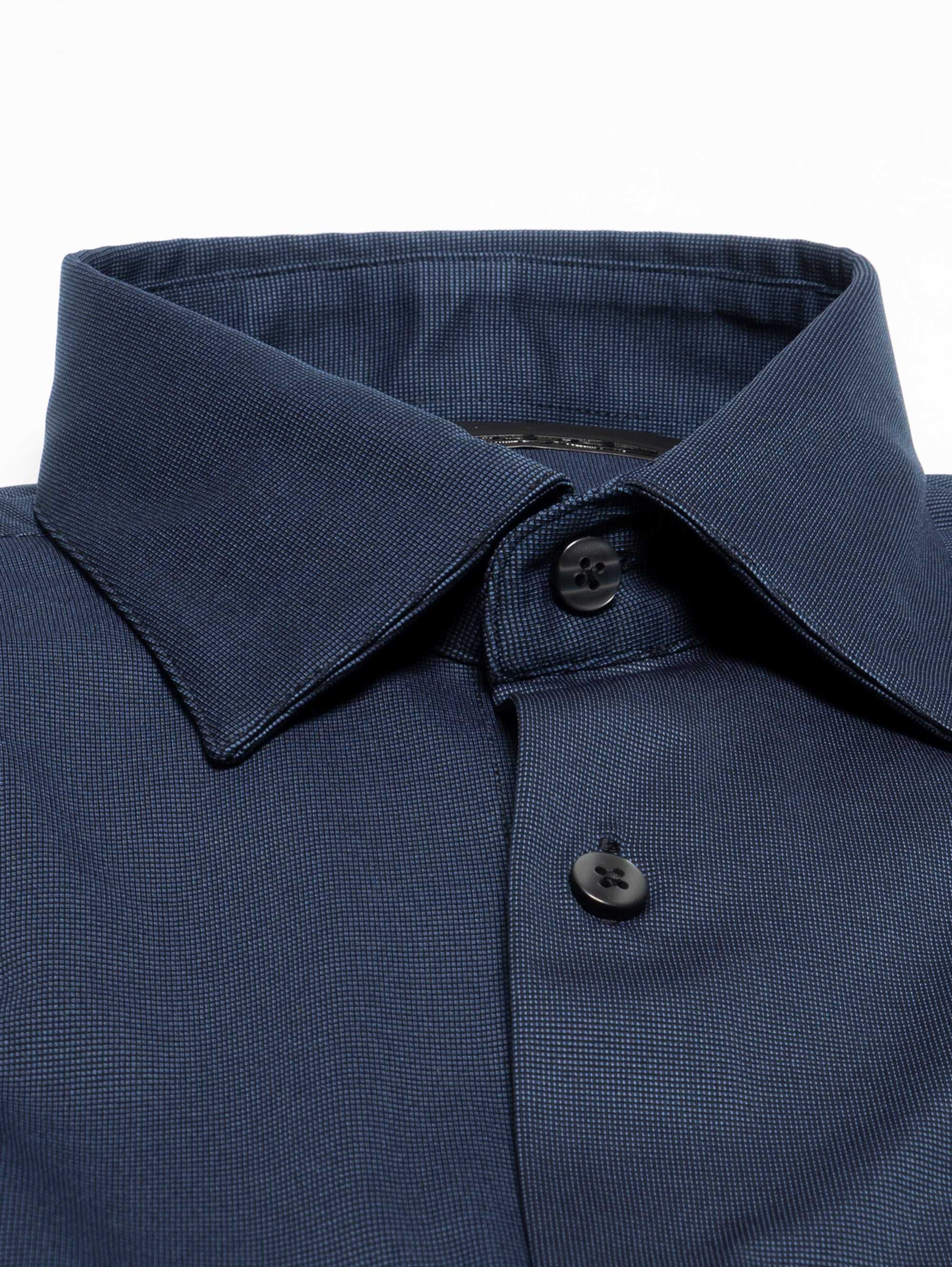 Midnight Blue Micro Polka Dot Stretch Shirt