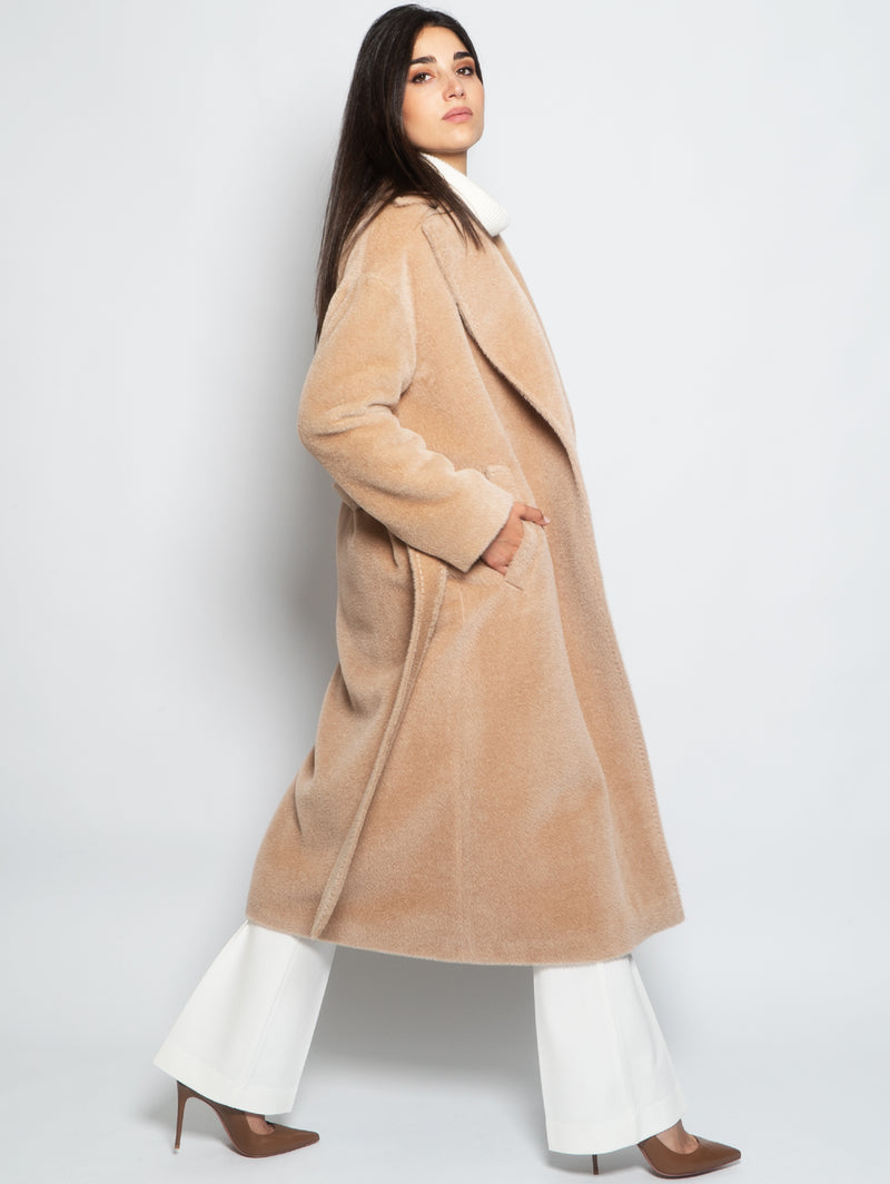 BRERAS MILANO - Beige Wool Beaver Coat with Belt – TRYME Shop