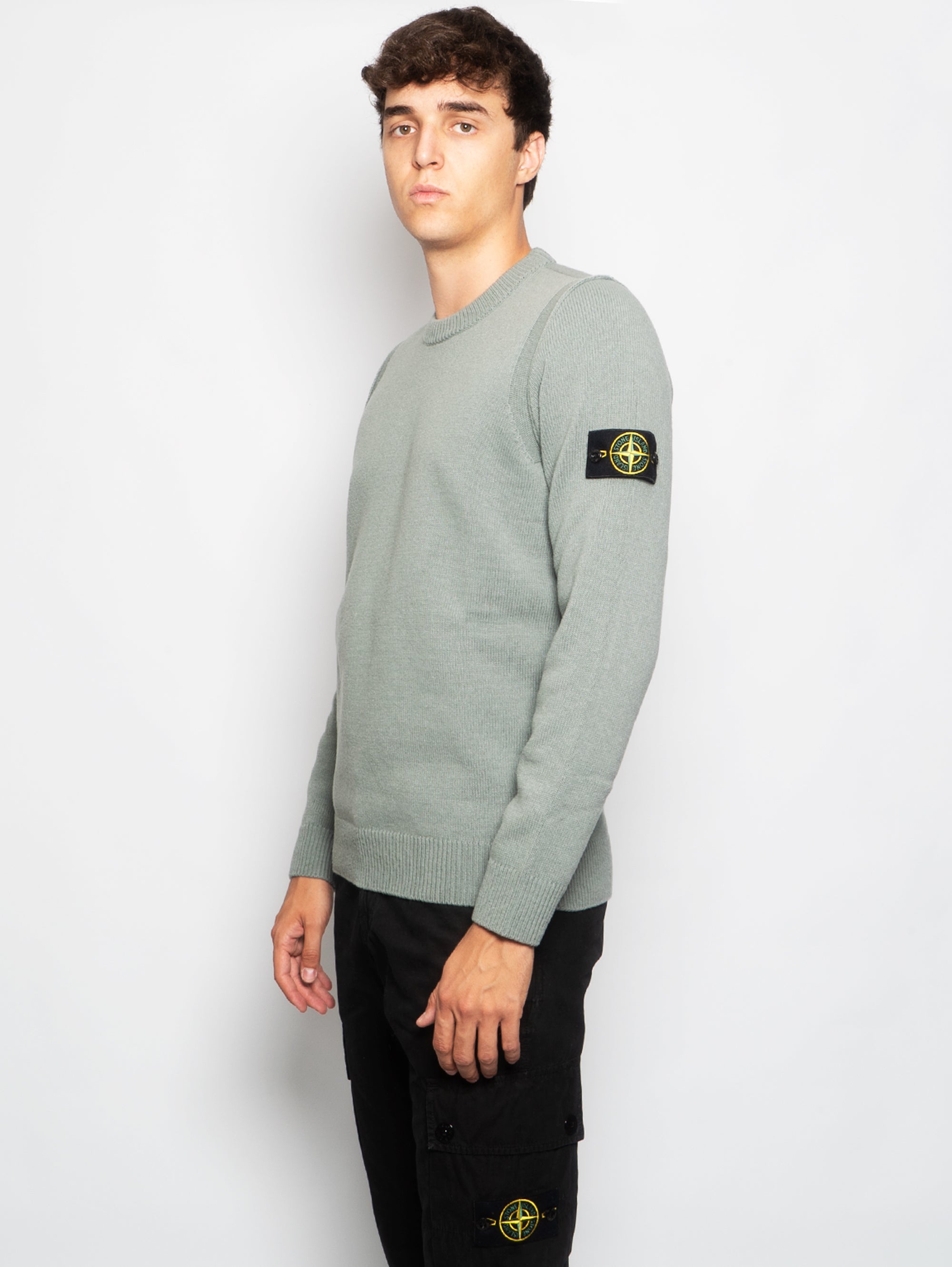 Crewneck sweater in Sage Lambswool