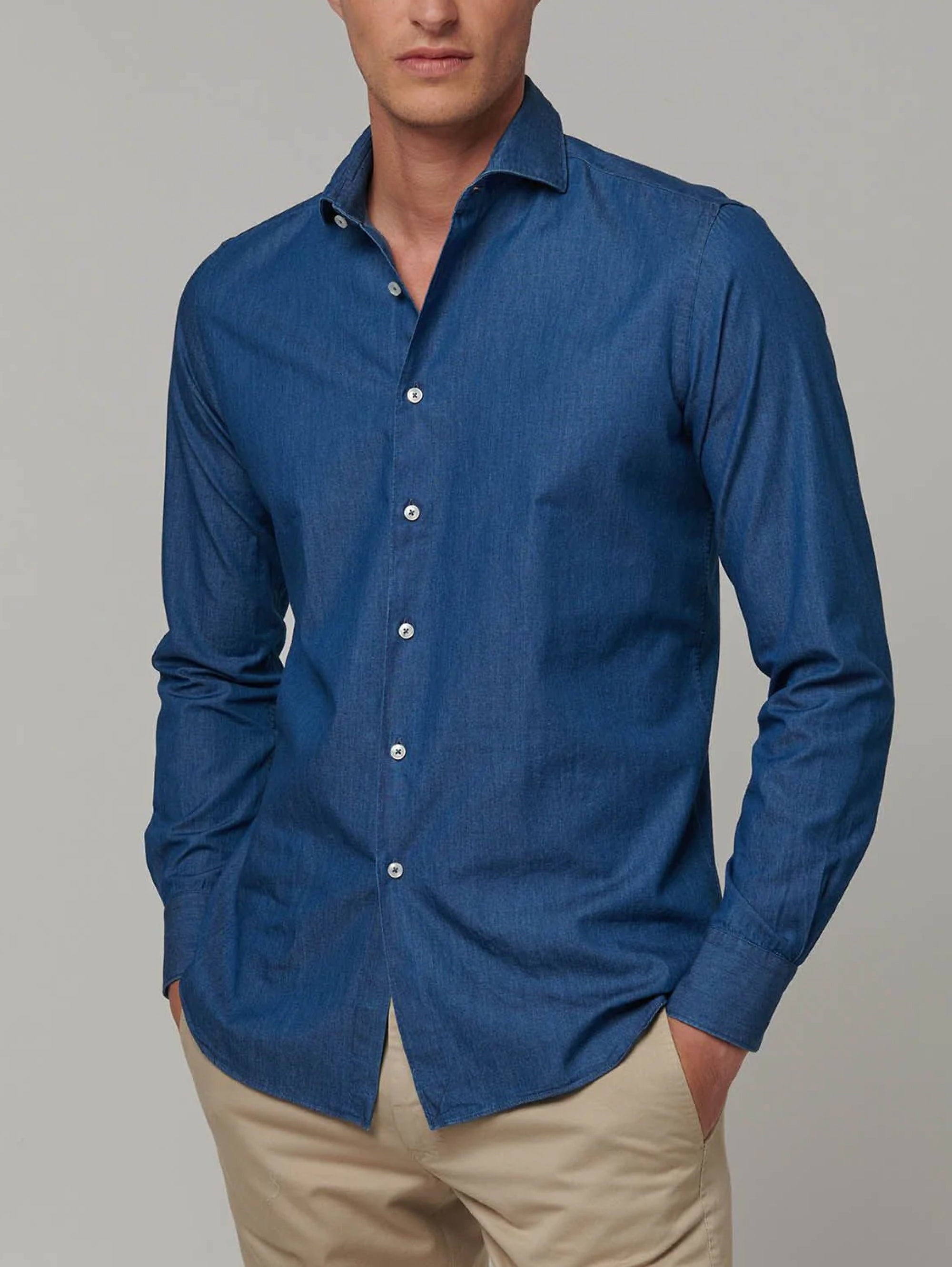 Camicia Blu Jeans Blu Medio