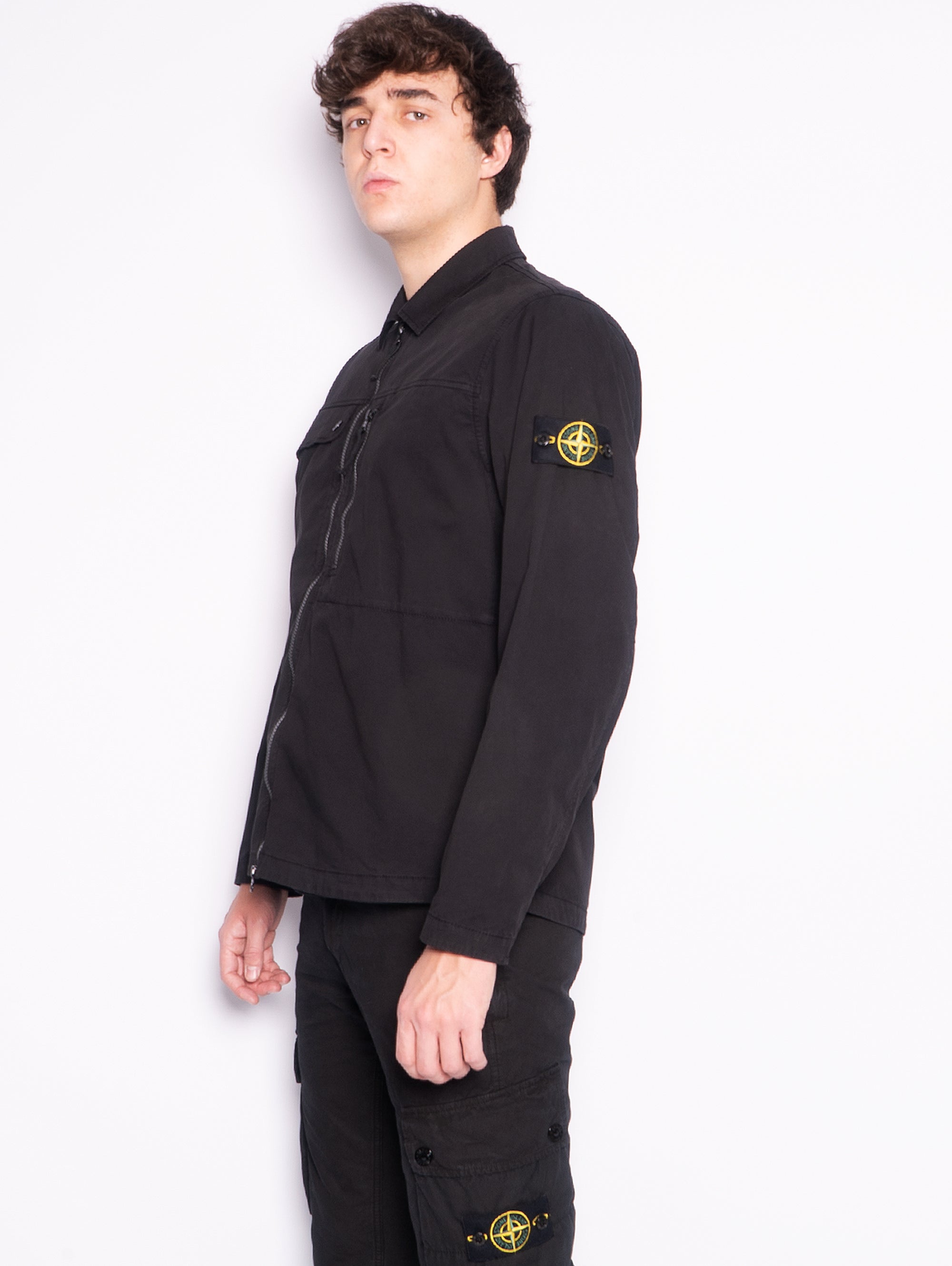 Black Supima Cotton Twill Overshirt