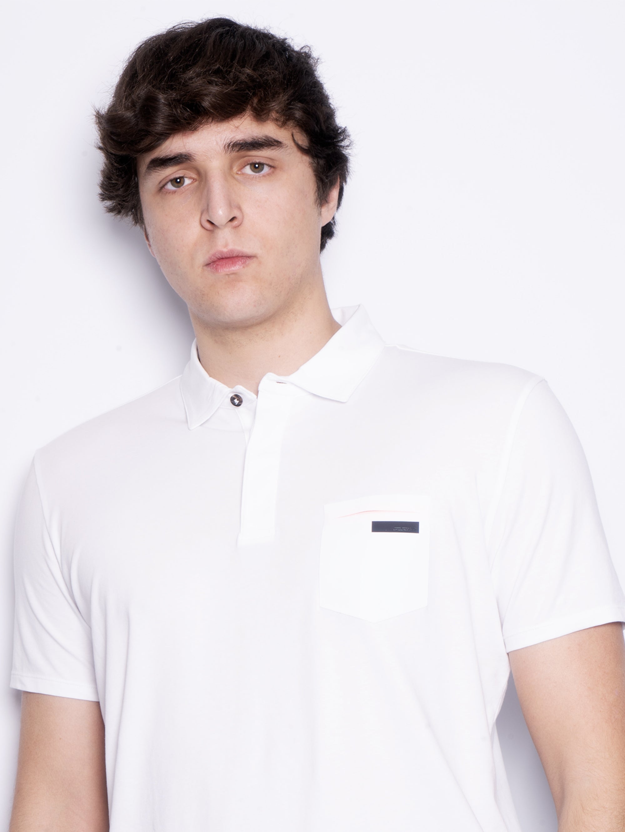 Polo shirt in white technical fabric