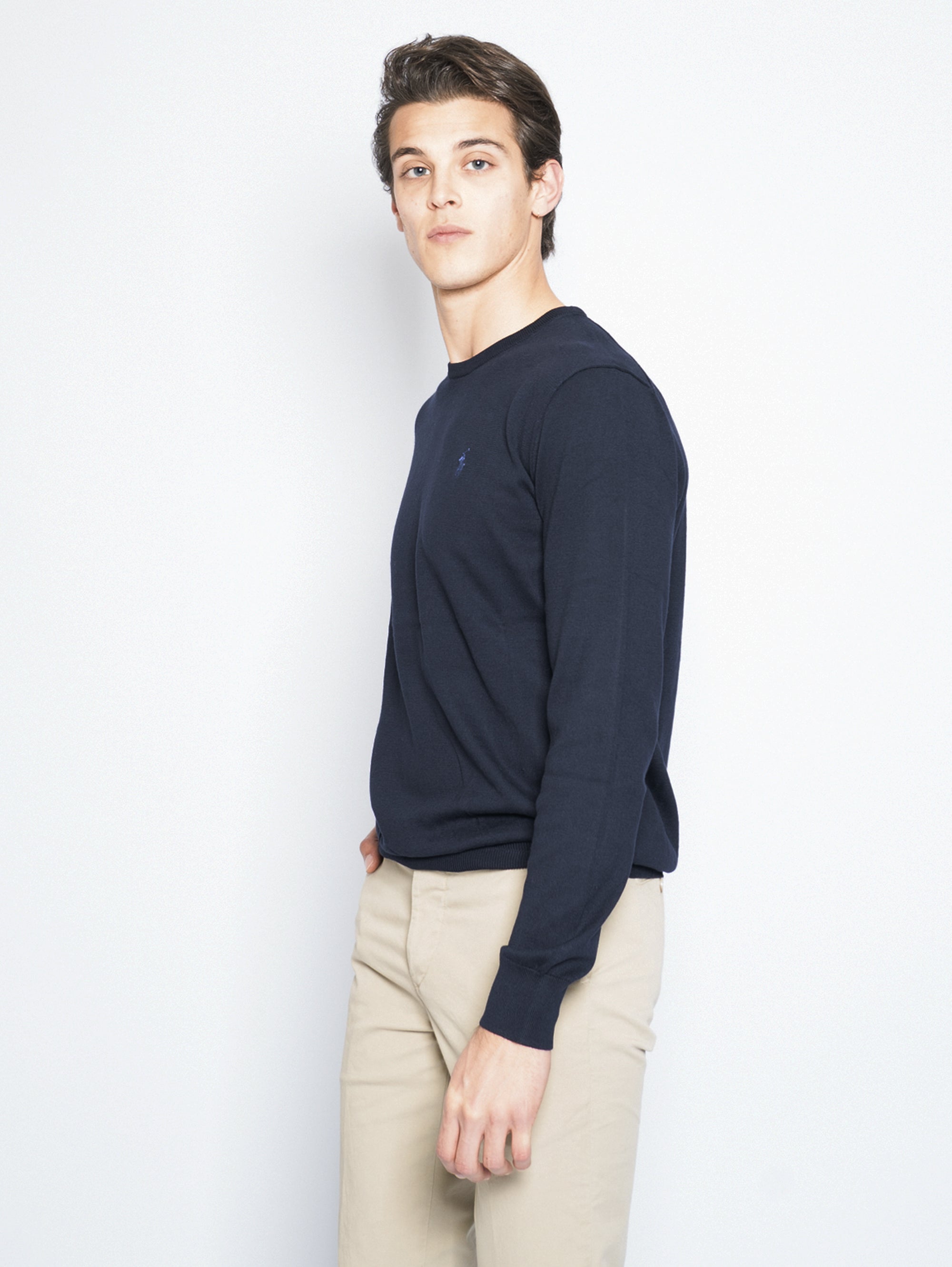 Slim-Fit Navy cotton sweater