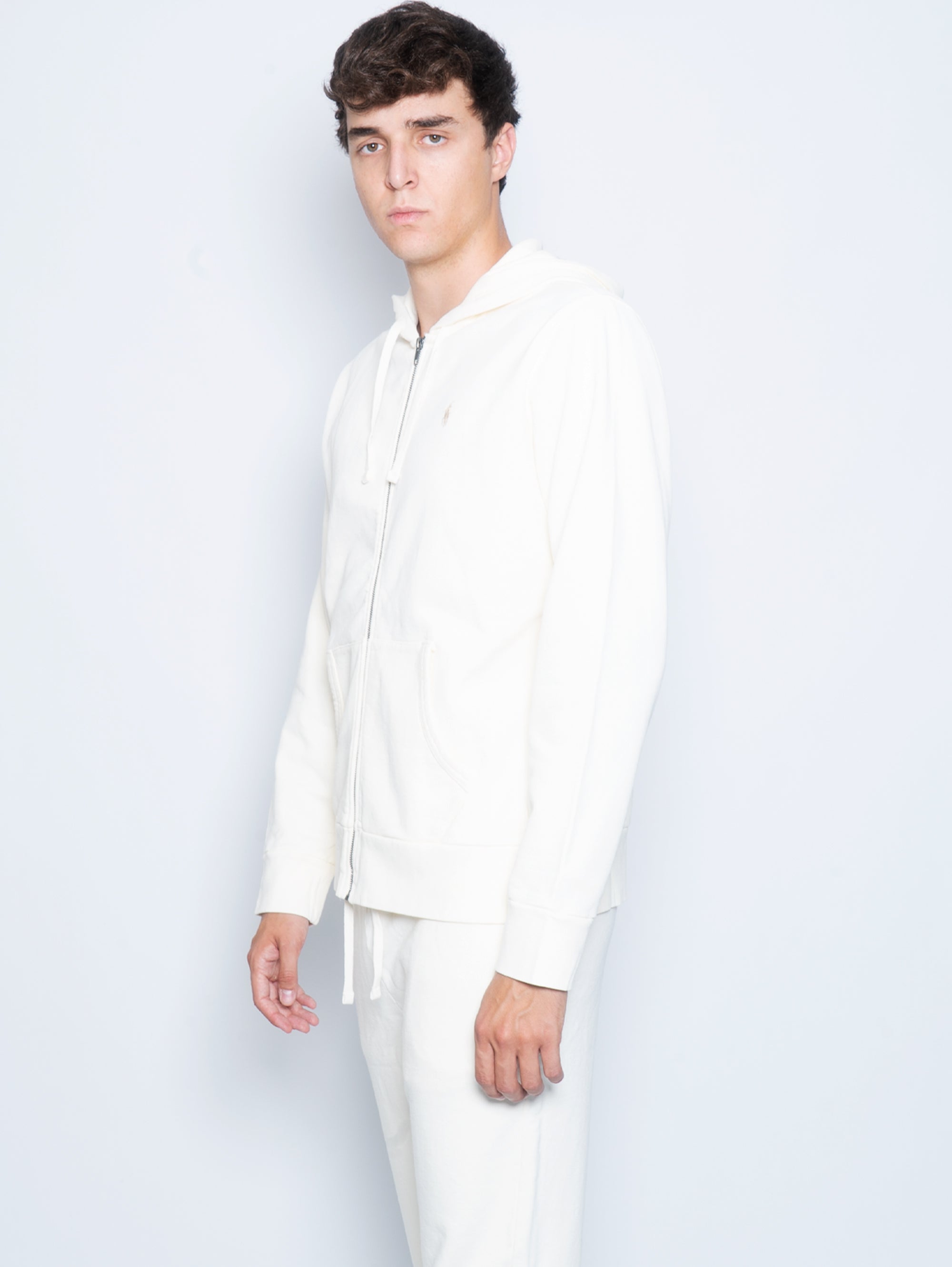 Cream Loopback Terry Zip Sweatshirt