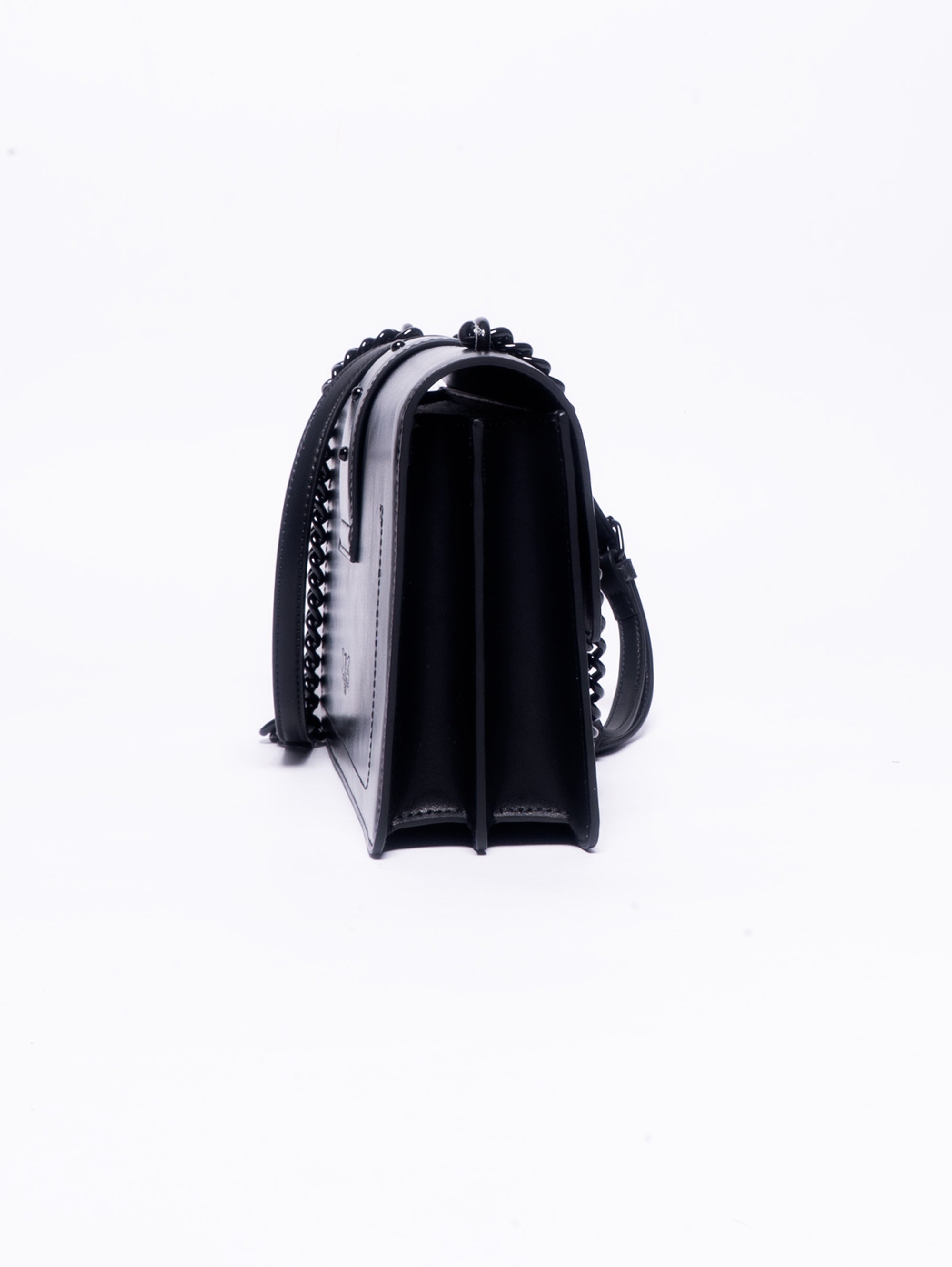Black Color Block Iridescent Nappa Bag