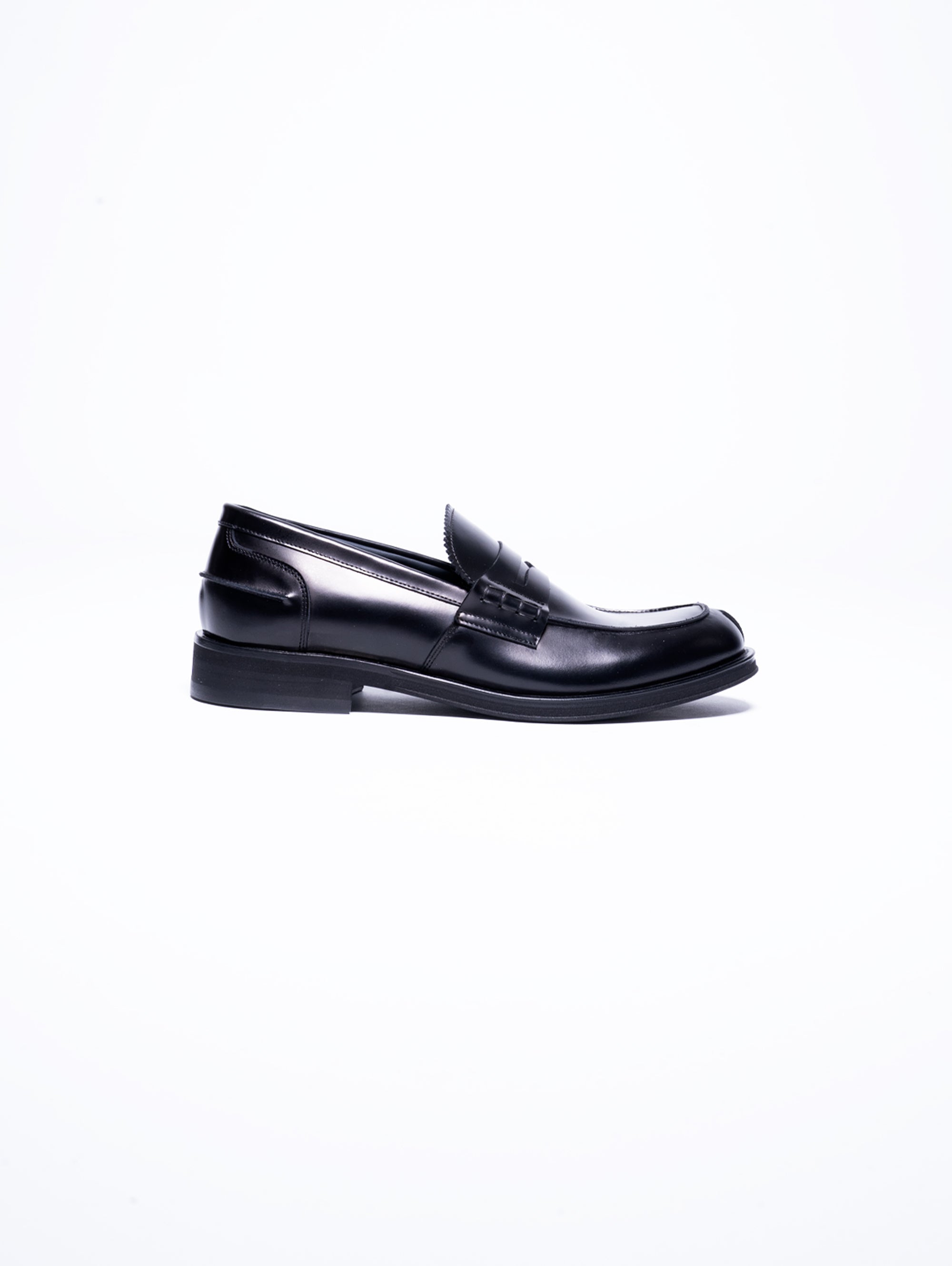 Penny Loafer Moccasin in Black Abrasive