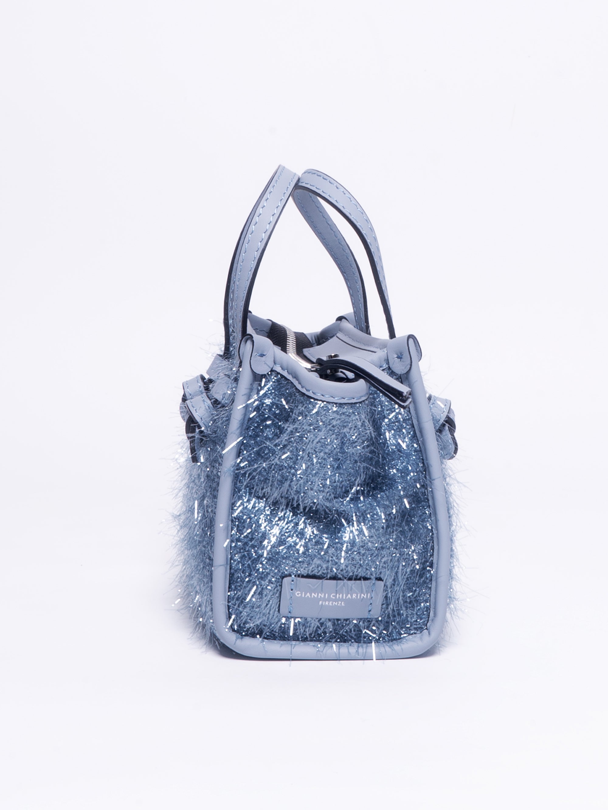 Handtasche mit blauen Frisé-Fransen