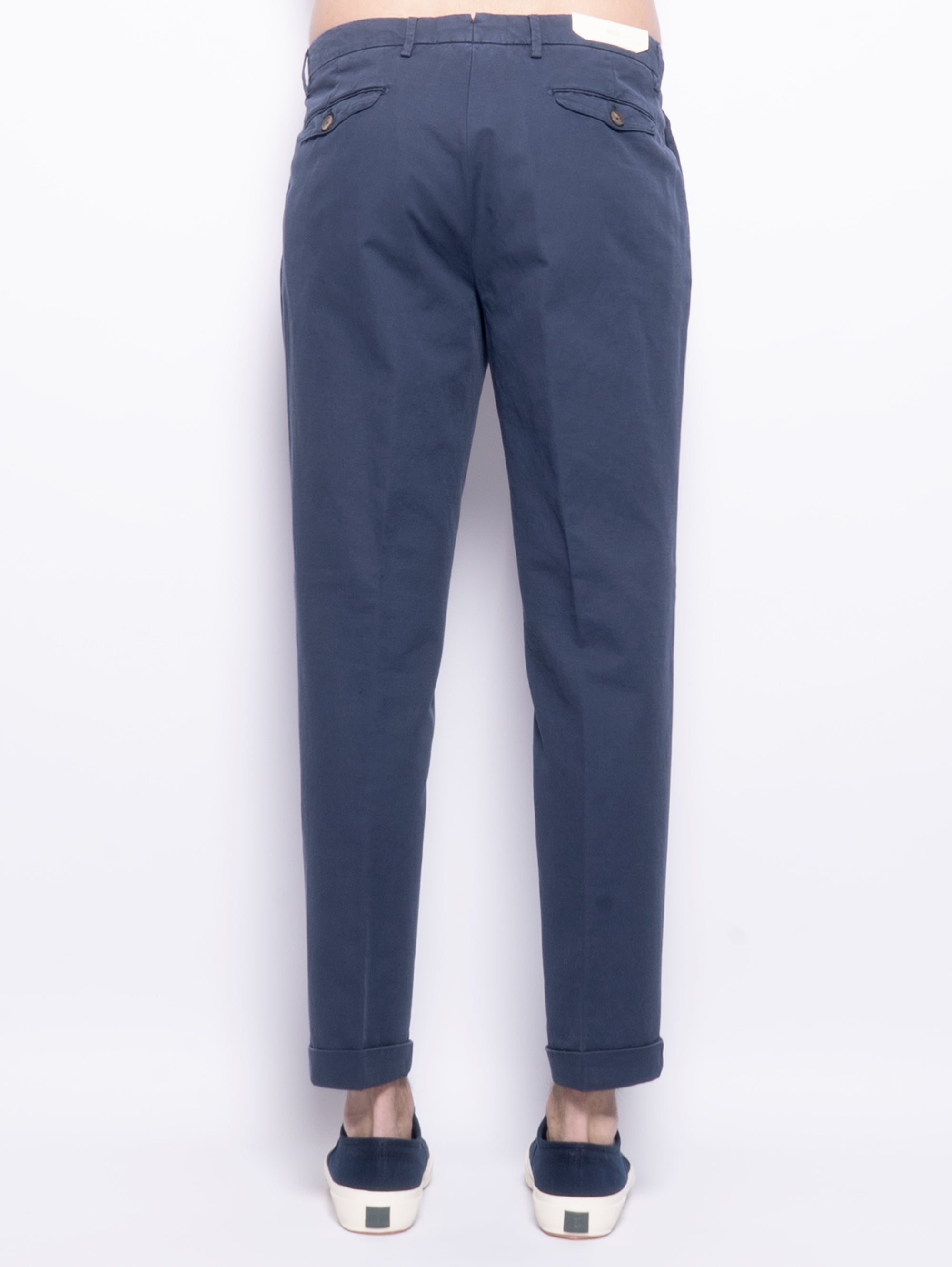 Easy Fit Trousers with Blue Pleats