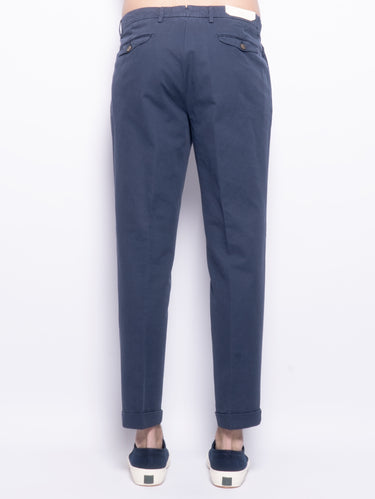 Easy fit broek met plooien blauw