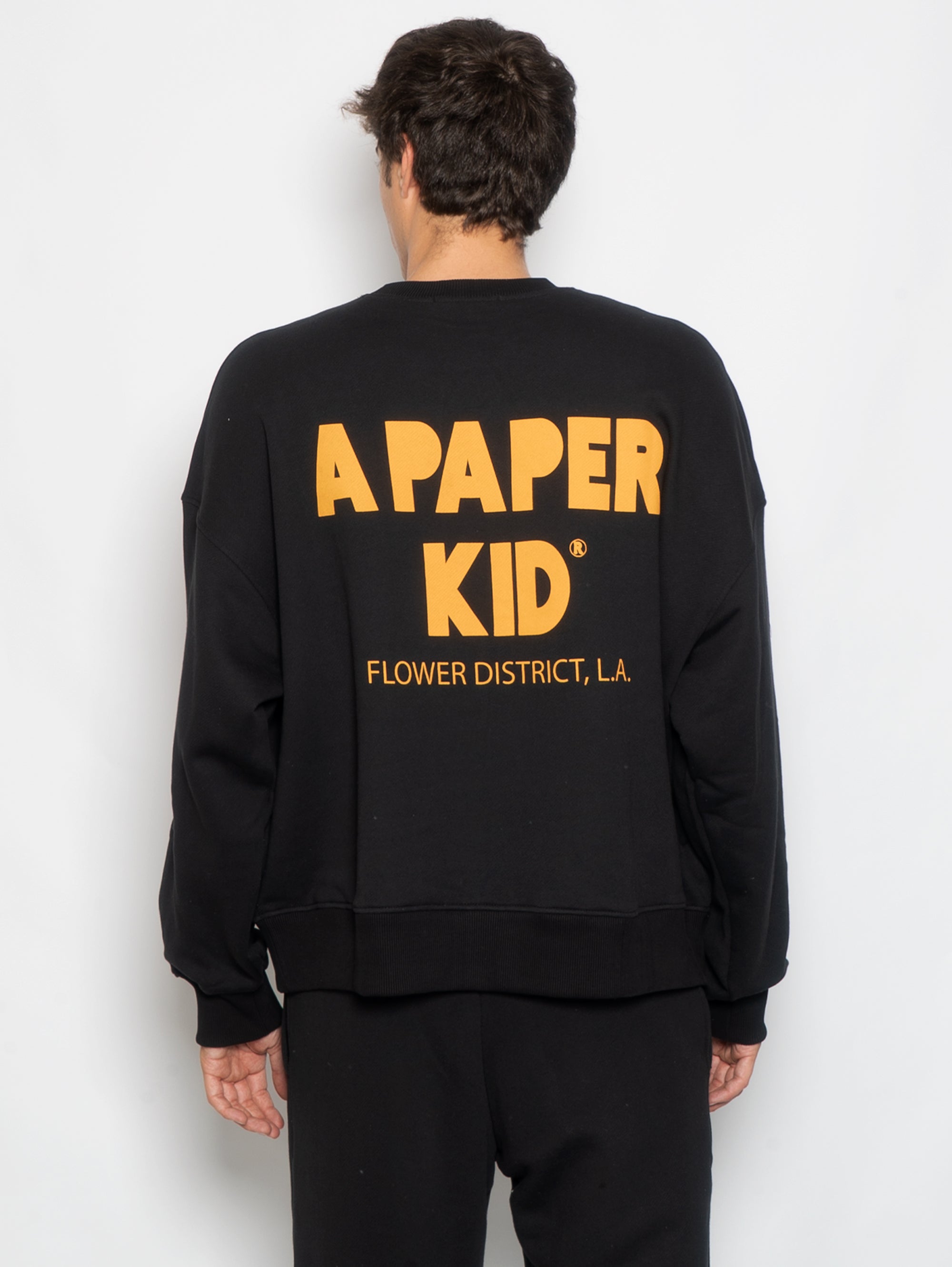 Sweatshirt mit Rundhalsausschnitt und Maxi-Print hinten in Schwarz