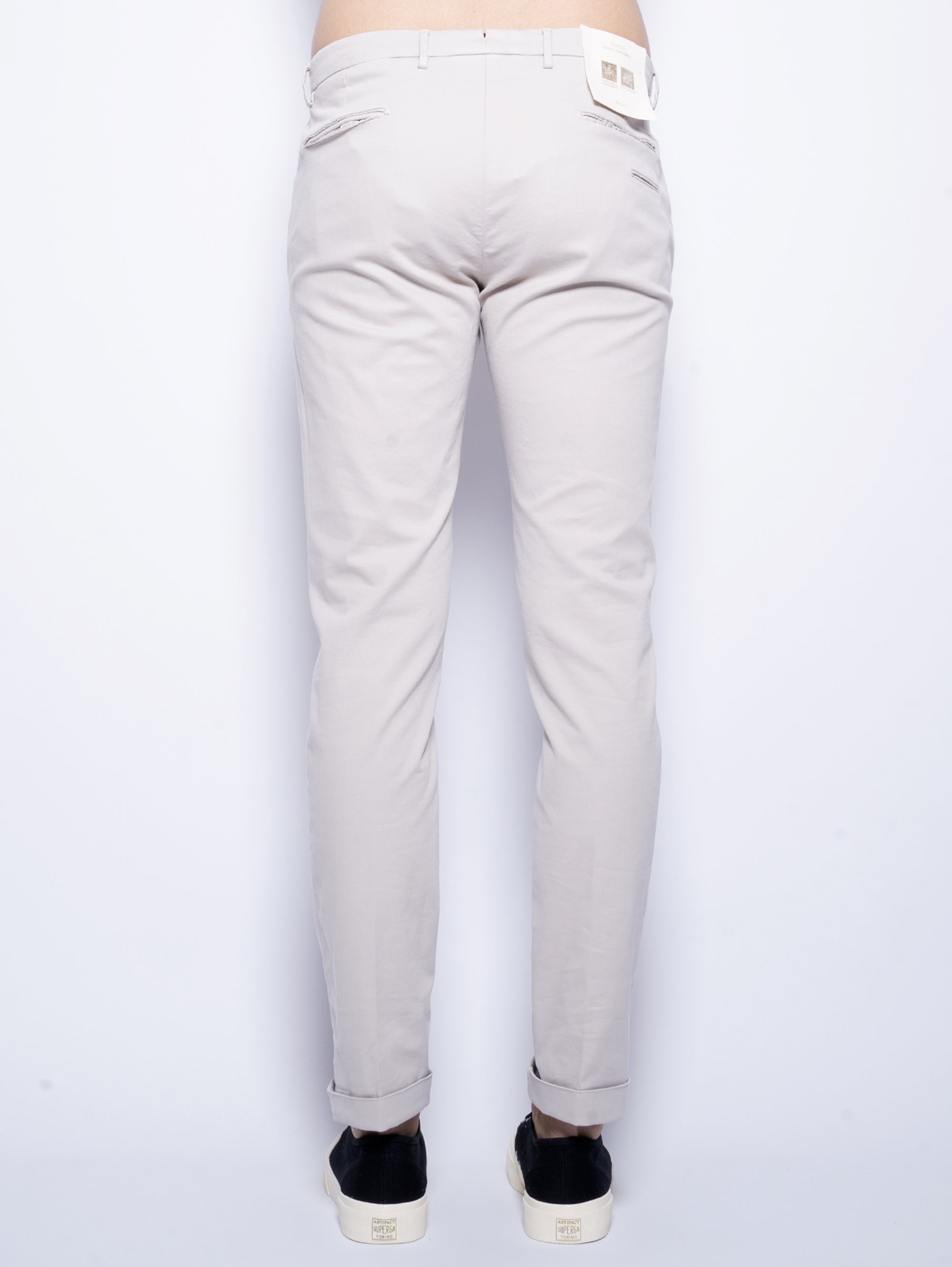 Trousers in Beige Lyocell and Cotton Cavalry