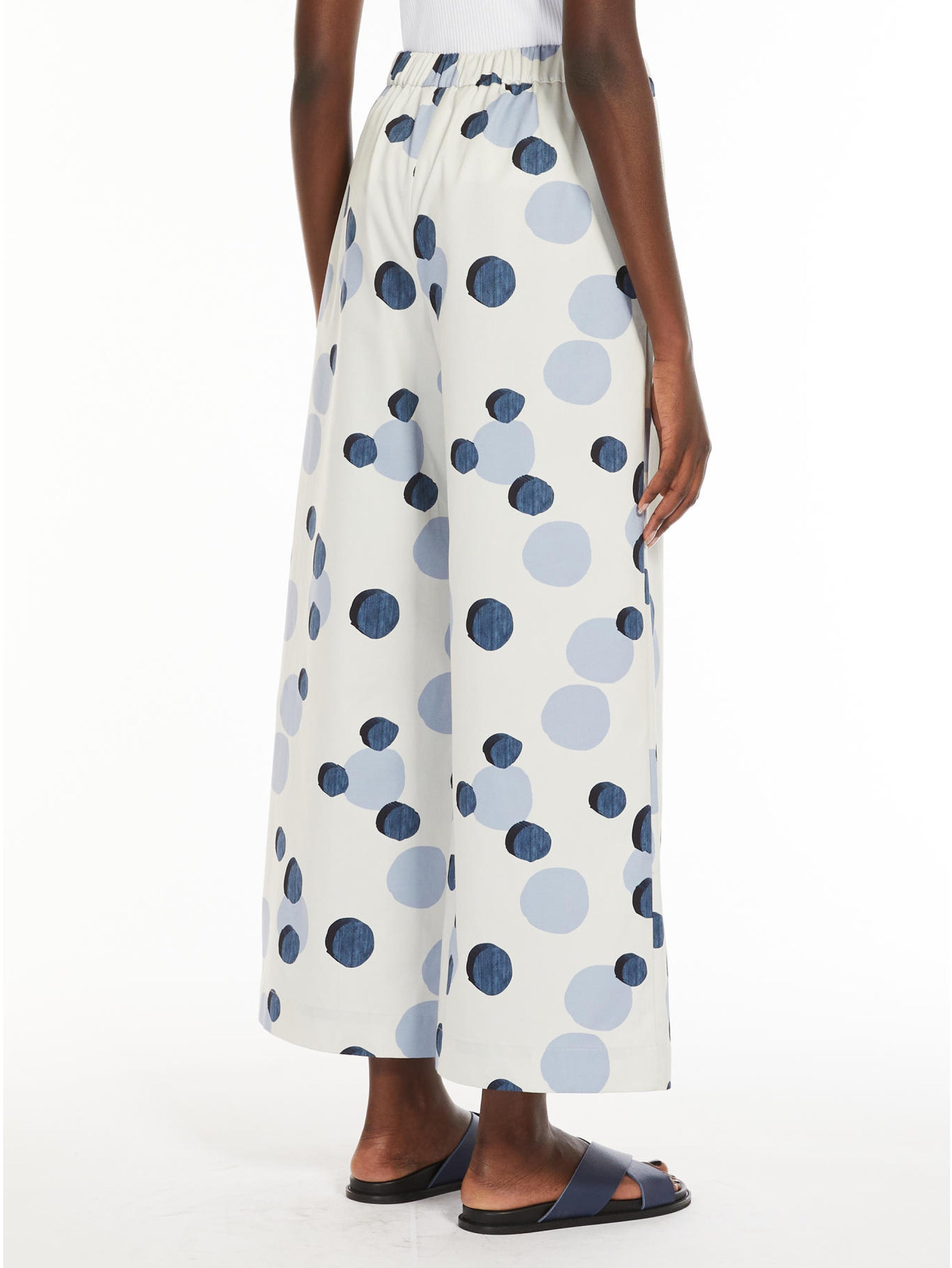 Wide Pants with White/Blue Spot Print