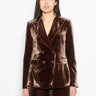 KILTIE-Giacca in Velluto di Seta Doppiopetto Marrone-TRYME Shop