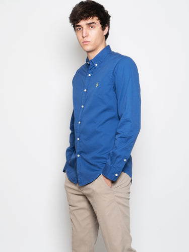 Royal Blue Slim Fit Cotton Twill Shirt
