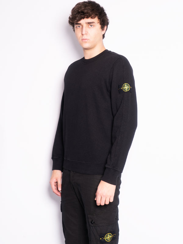 Malfilé-Sweatshirt, stückgefärbt in Schwarz