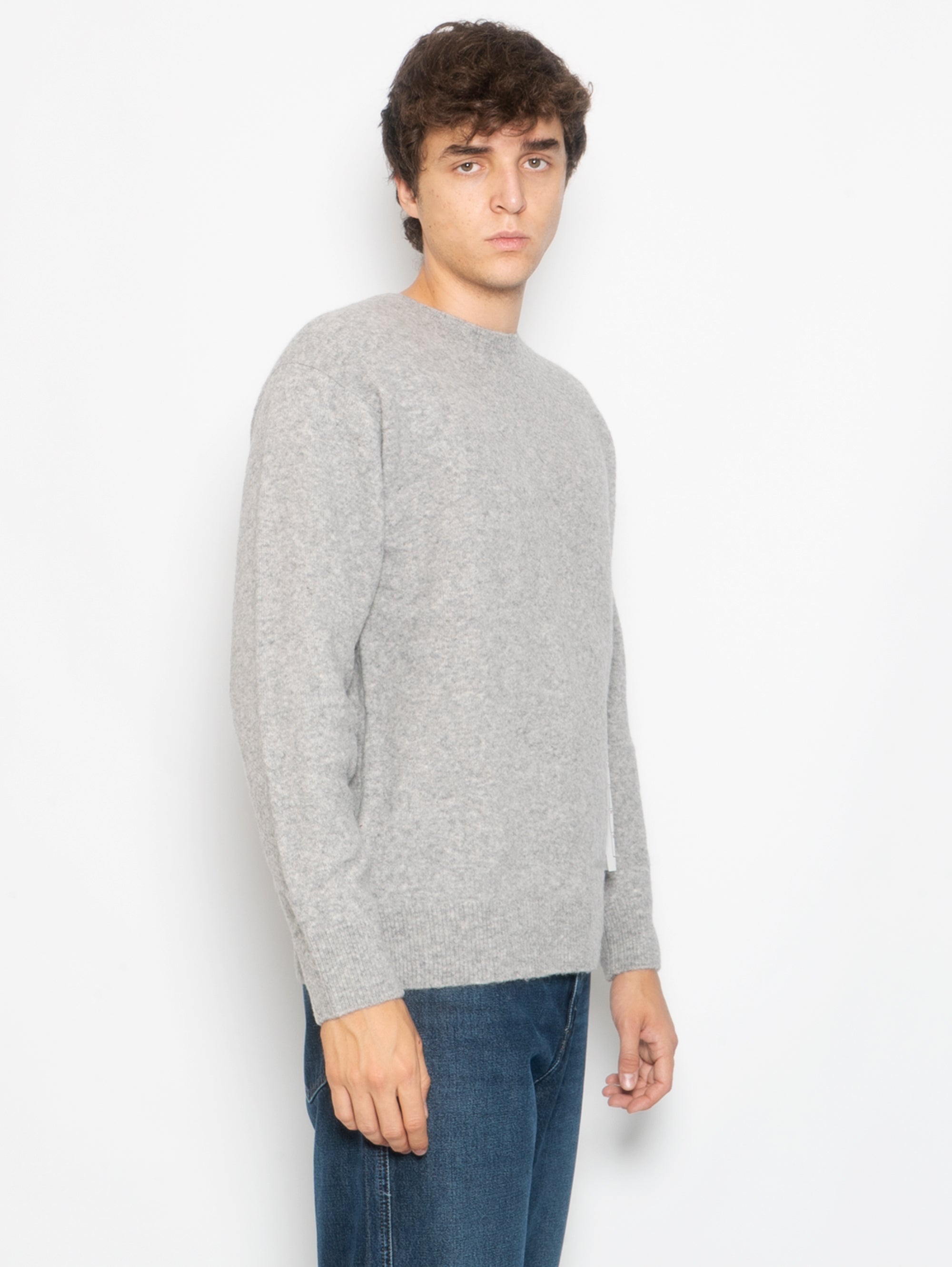 Gray Wool Crew Neck Sweater