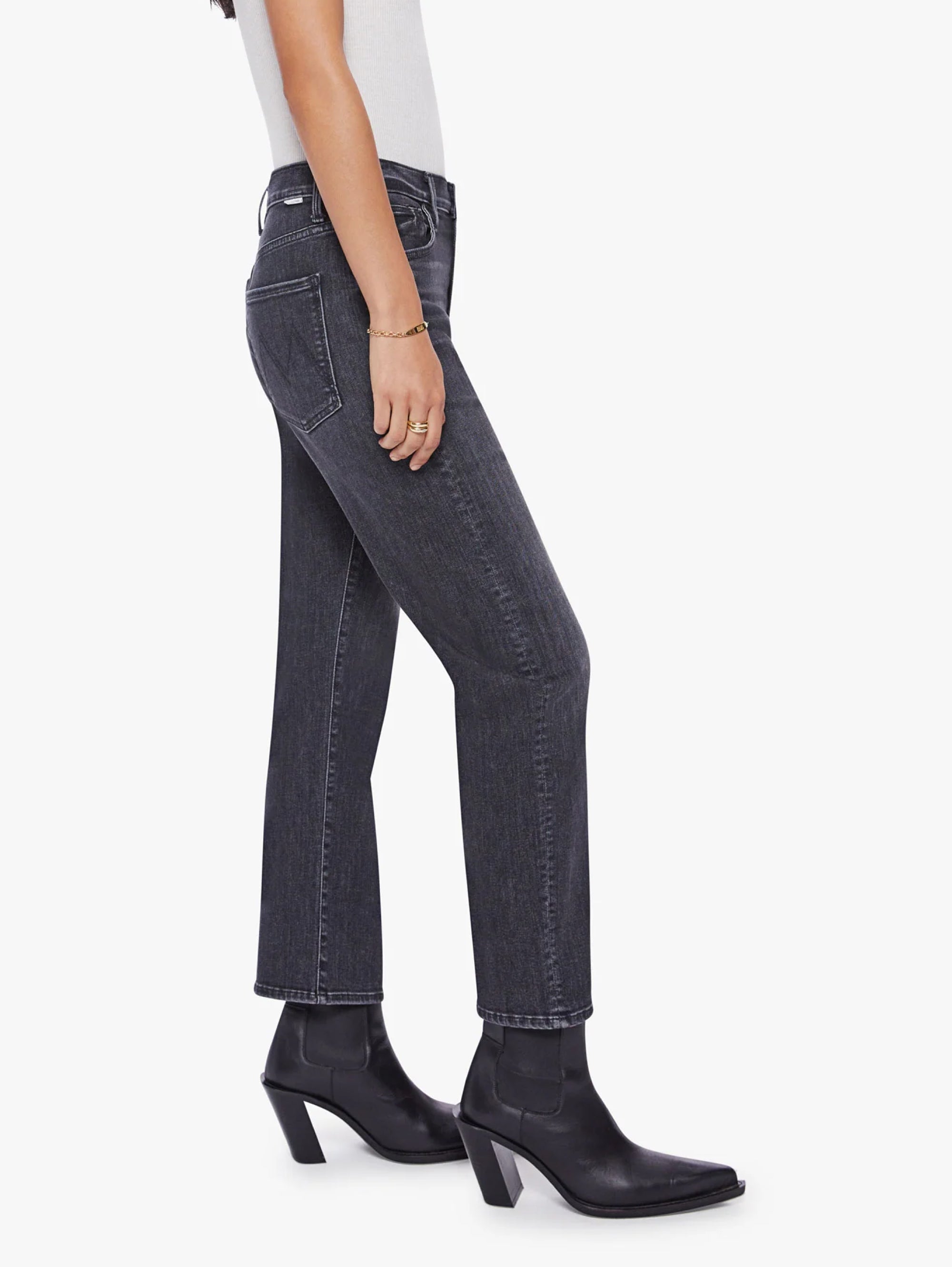 Denim Mid Waist Ankle Black