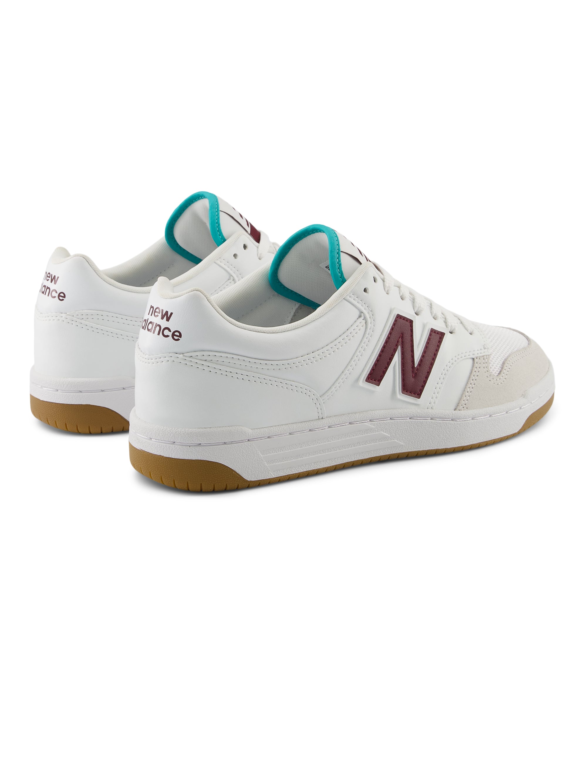 480 White/Bordeaux Low Basketball Sneakers