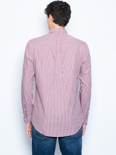 White/Burgundy Checkered Shirt