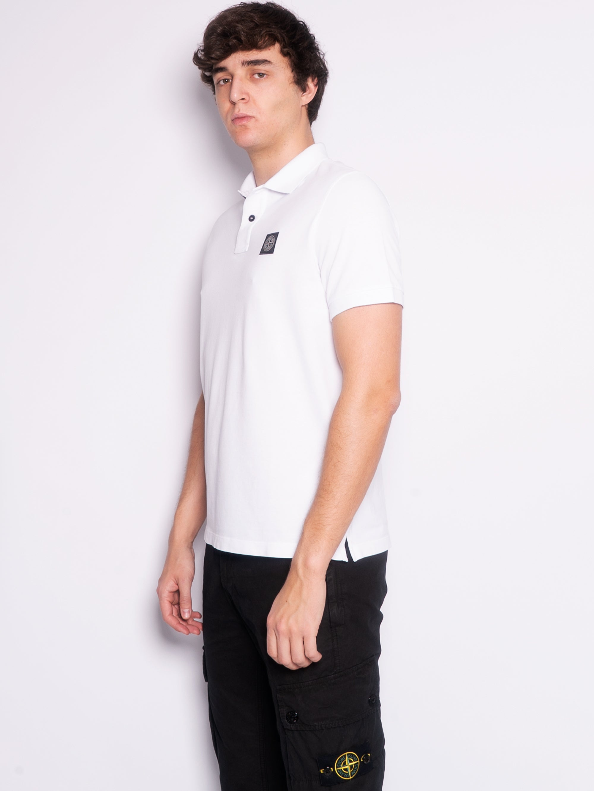 Slim Fit Polo Shirt in White Organic Cotton