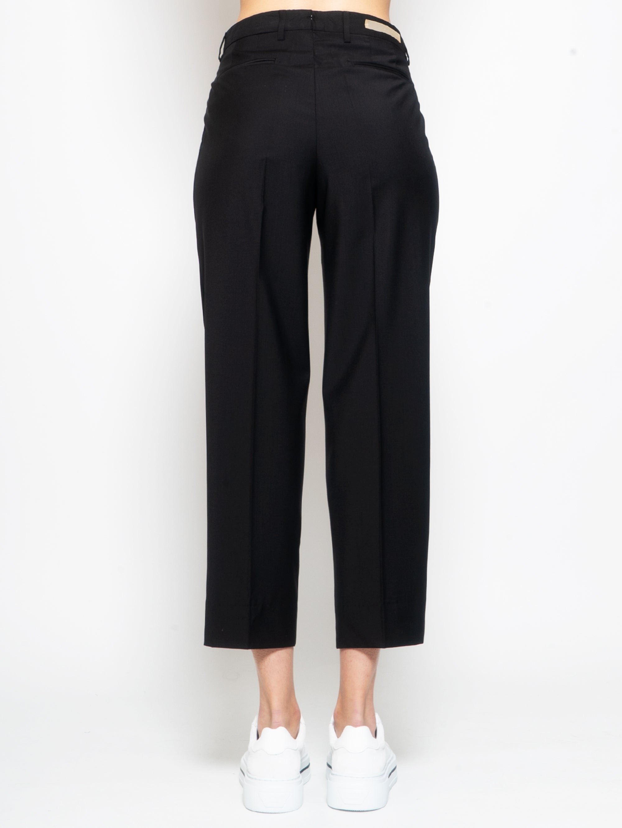 High Waist Pants in Black Cotton