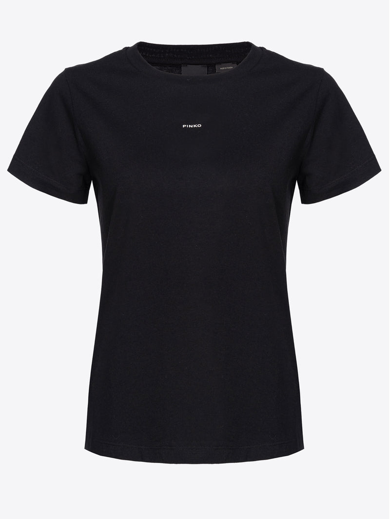 T-Shirt Basico con Micro Stampa Nero