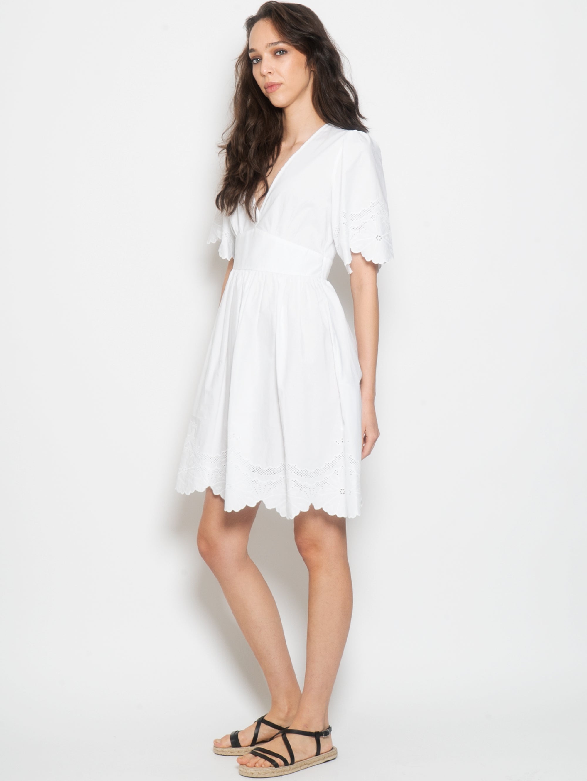 Short Cotton Dress with White Embroideries