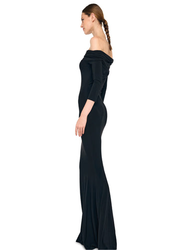 Meerjungfrauenkleid mit schulterfreiem Schnitt Schwarz
