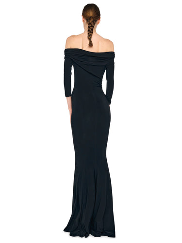 Meerjungfrauenkleid mit schulterfreiem Schnitt Schwarz