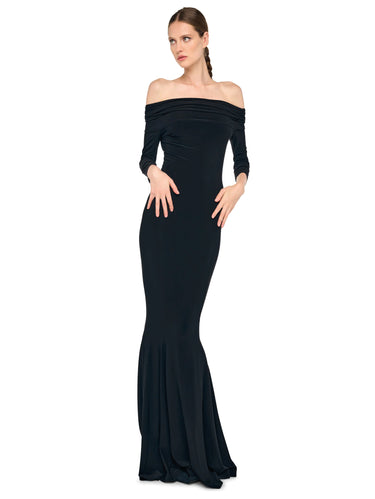 Meerjungfrauenkleid mit schulterfreiem Schnitt Schwarz