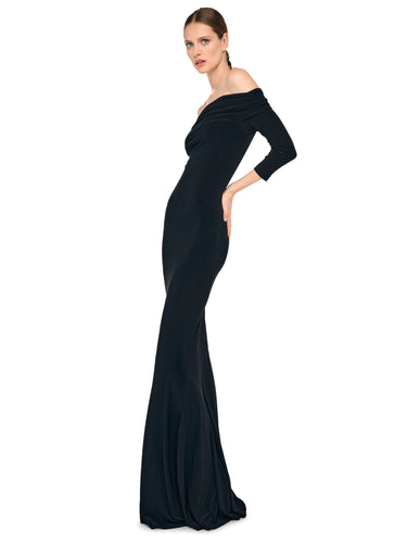 Meerjungfrauenkleid mit schulterfreiem Schnitt Schwarz