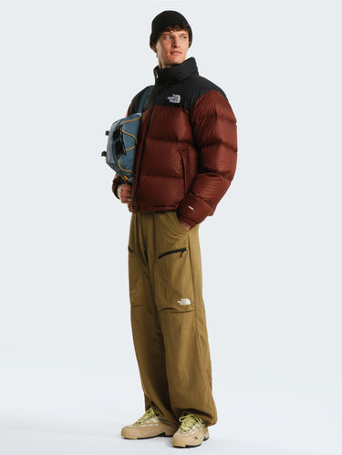 Retro Nuptse Jas in Glanzende Ripstop Stof Bruin
