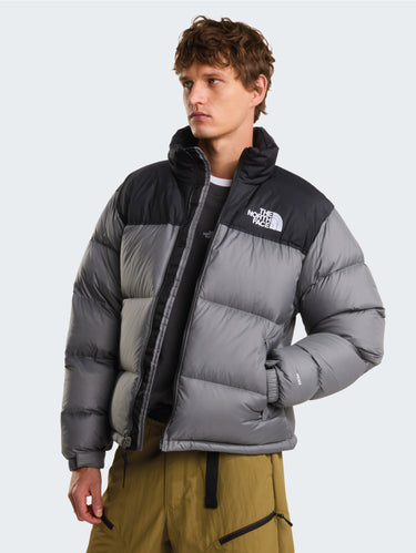 Retro Nuptse Jacket in Shiny Ripstop Fabric Smoke Gray