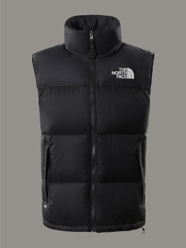 Retro Nuptse Weste aus glänzendem Ripstop-Stoff Schwarz
