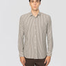 XACUS-Camicia con Collo Francese a Righe Marrone-TRYME Shop