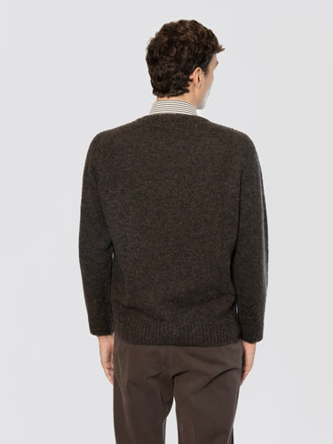 Maglia Girocollo Manica Raglan in Alpaca Testa Moro